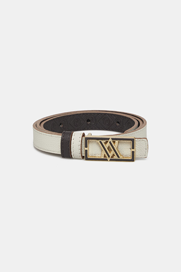 ECRU MONOGRAM LEATHER BELT 2