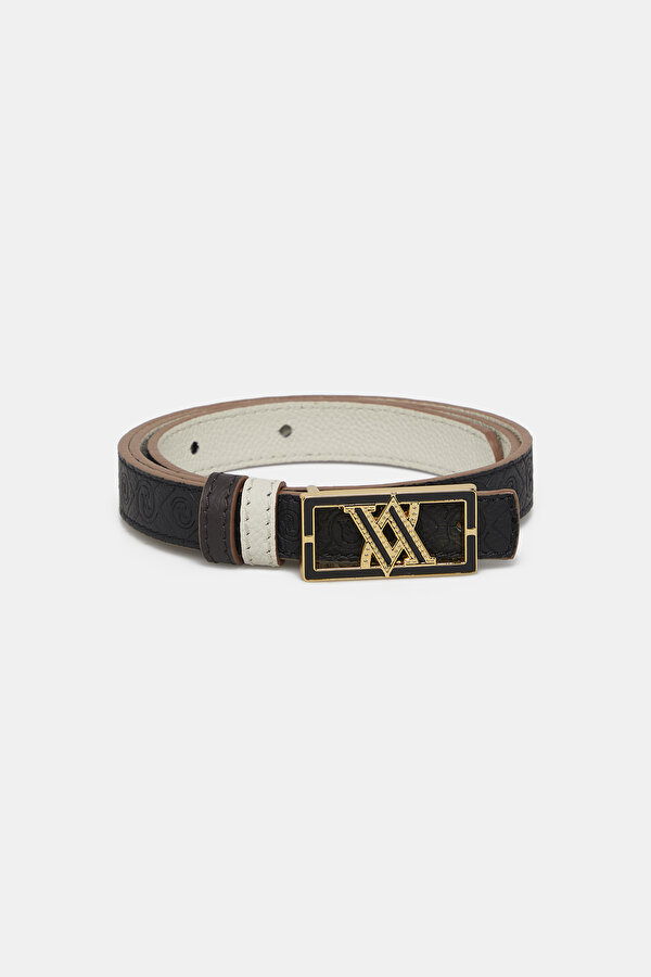 ECRU MONOGRAM LEATHER BELT