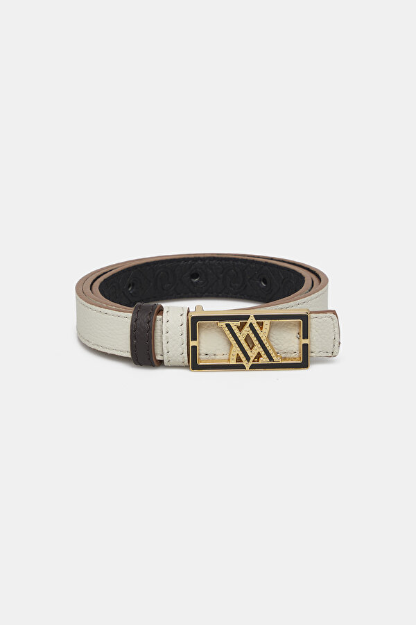 ECRU MONOGRAM LEATHER BELT 2