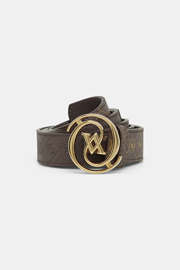 BEIGE MONOGRAM LEATHER BELT