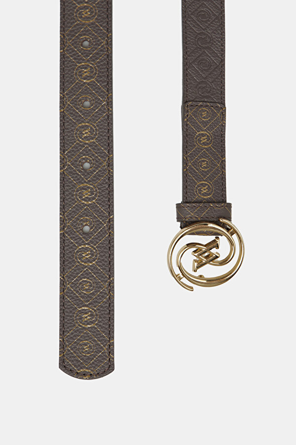 BEIGE MONOGRAM LEATHER BELT 2