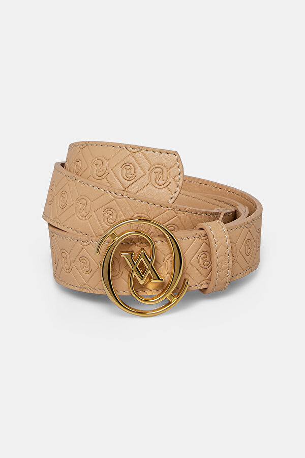 NATURAL MONOGRAM LEATHER BELT