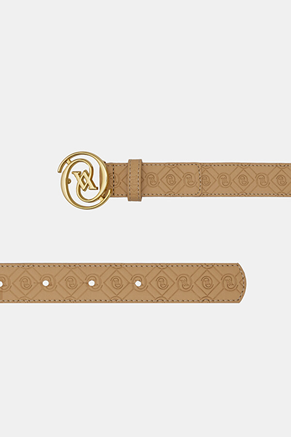 NATURAL MONOGRAM LEATHER BELT 2