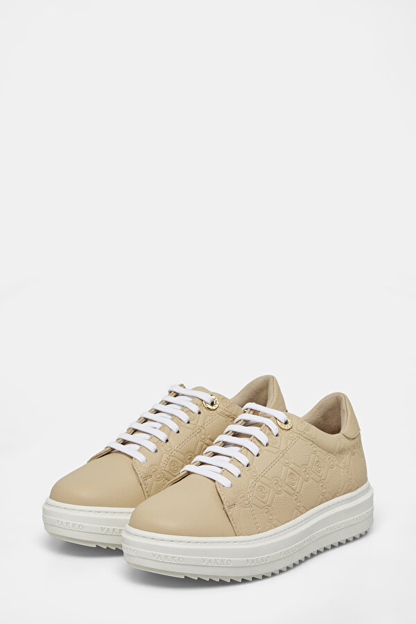 BEIGE MONOGRAM LEATHER SHOE 2