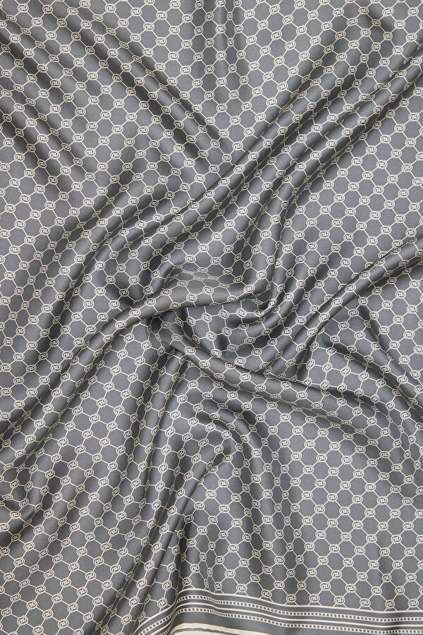 ECRU MONOGRAM TWILL SCARF 2