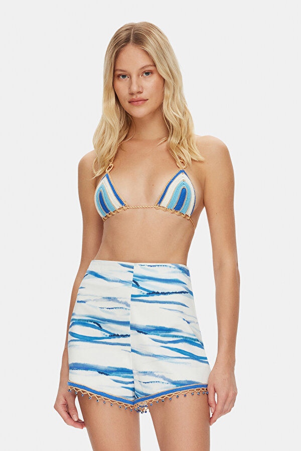 BLUE DESIGN FILLED SHORTS 2