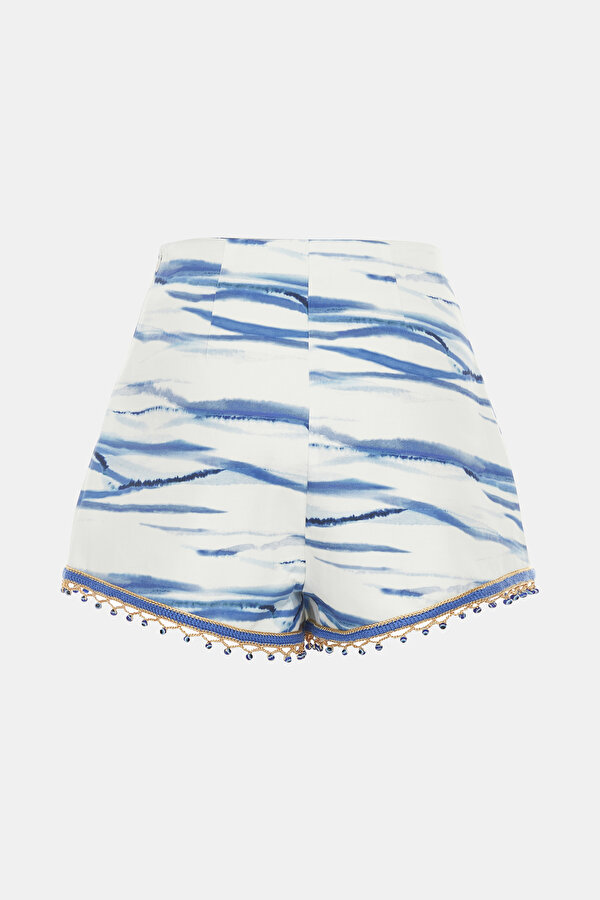 BLUE DESIGN FILLED SHORTS 6