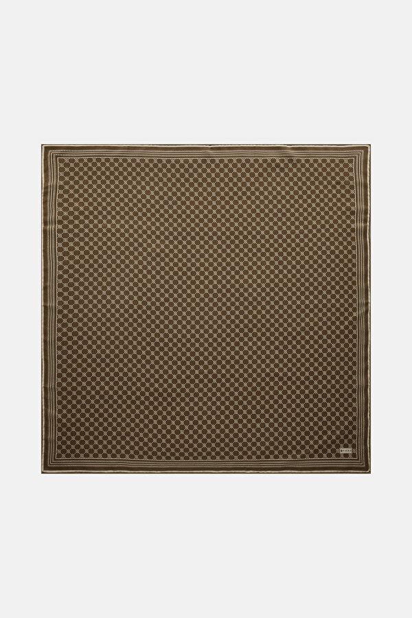 ECRU MONOGRAM TWILL SCARF