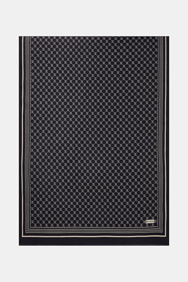 LACİVERT MONOGRAM TWILL ŞAL