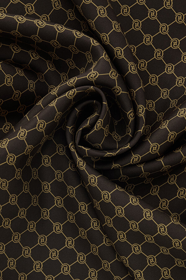 KOYU KAHVE MONOGRAM TWILL ŞAL 2