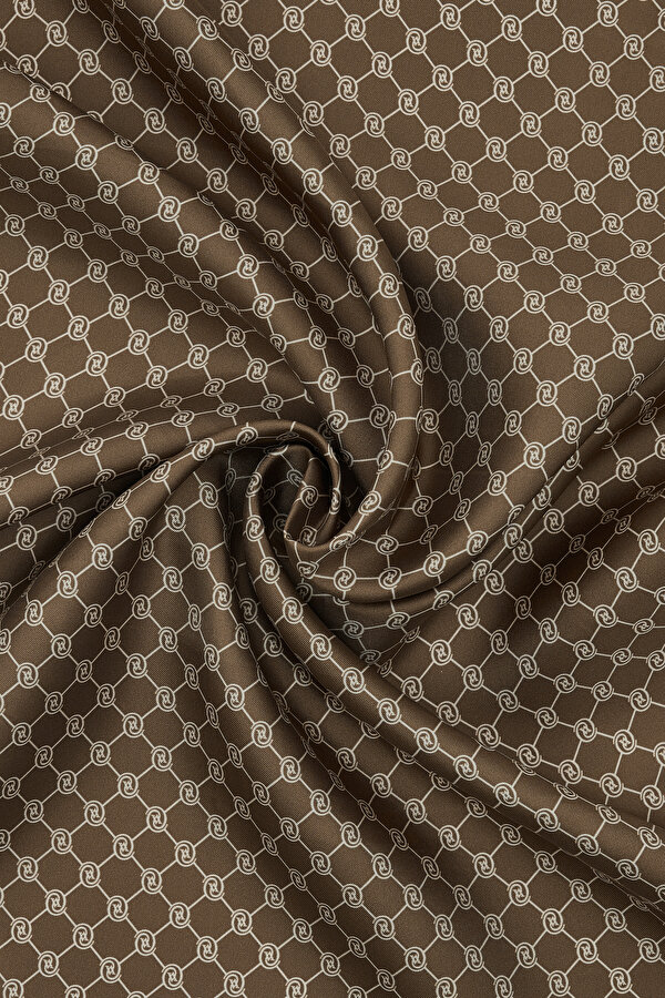 AÇIK KAHVE MONOGRAM TWILL ŞAL 2