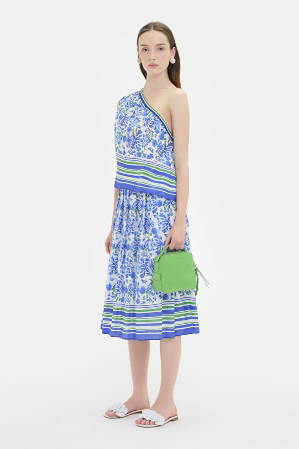 GREEN DESIGN FILLED MIDI SKIRT