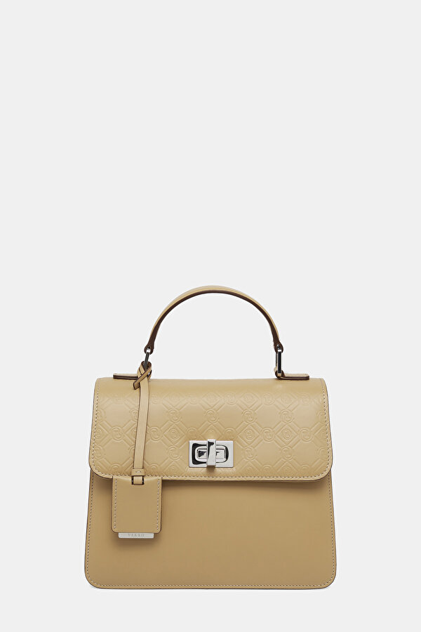 BEIGE MONOGRAM LEATHER BAG