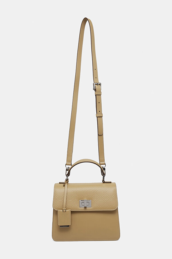 BEIGE MONOGRAM LEATHER BAG 2