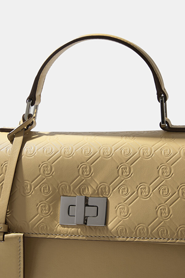 BEIGE MONOGRAM LEATHER BAG 6