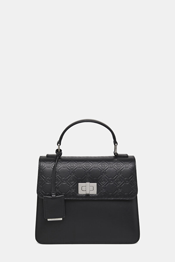 BLACK MONOGRAM LEATHER BAG