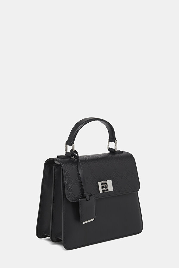 BLACK MONOGRAM LEATHER BAG 2