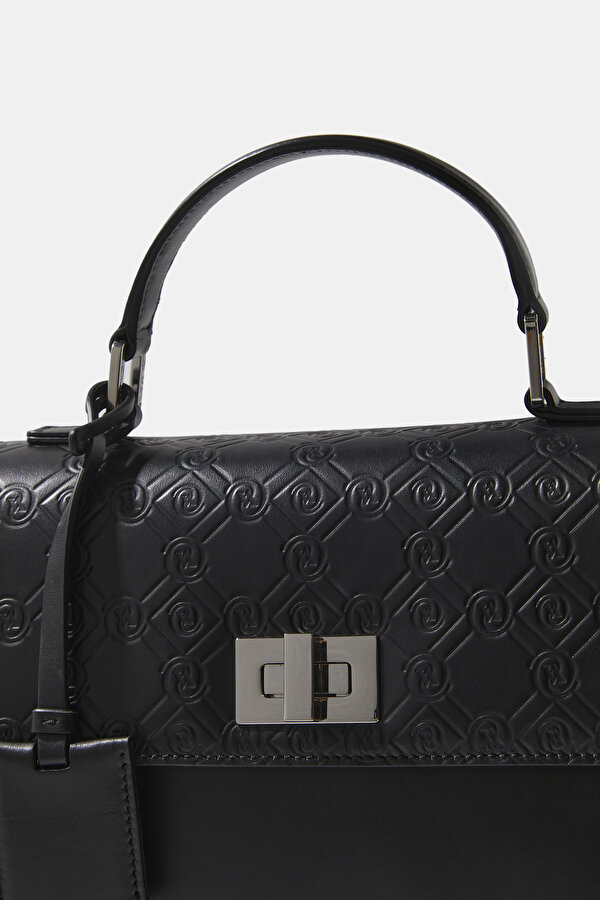 BLACK MONOGRAM LEATHER BAG 6
