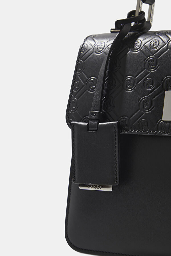 BLACK MONOGRAM LEATHER BAG 7