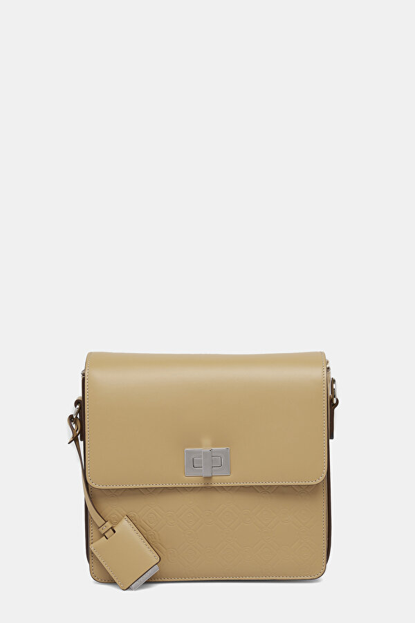 BEIGE MONOGRAM LEATHER BAG