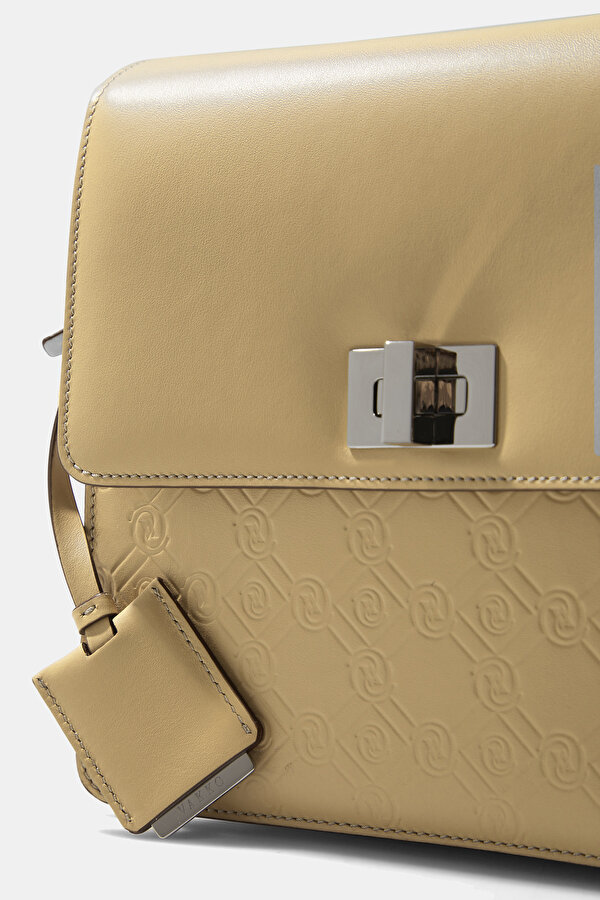 BEIGE MONOGRAM LEATHER BAG 6
