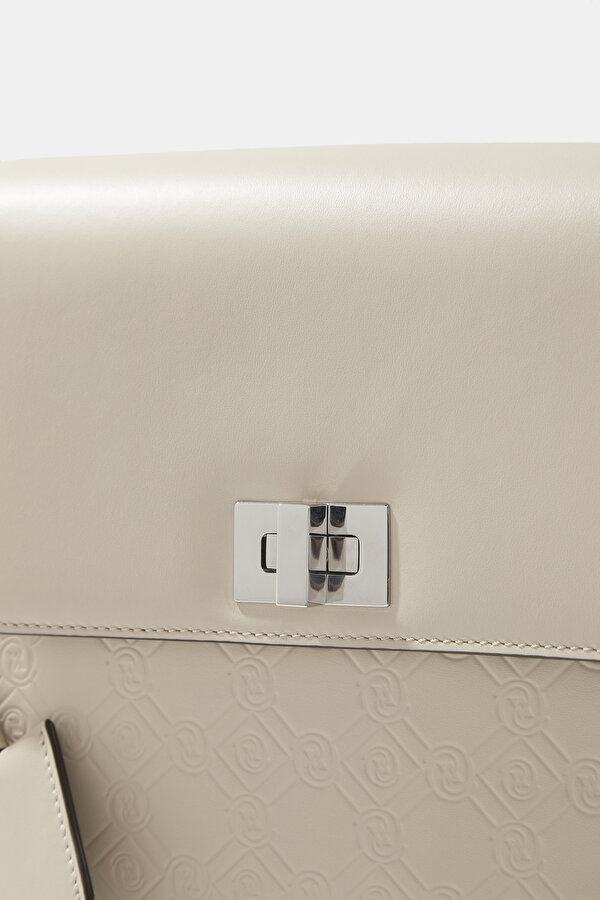 SAND MONOGRAM LEATHER BAG 6
