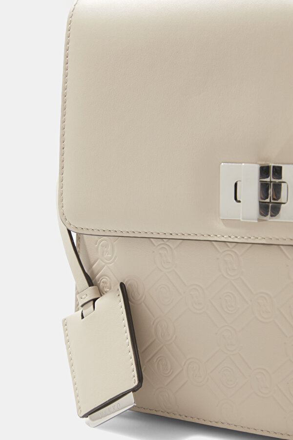 SAND MONOGRAM LEATHER BAG 7