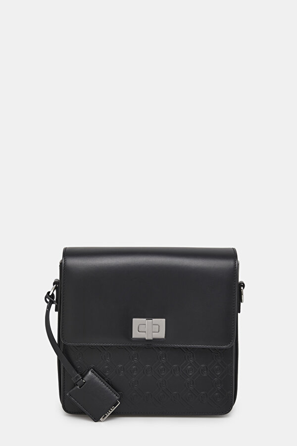 BLACK MONOGRAM LEATHER BAG