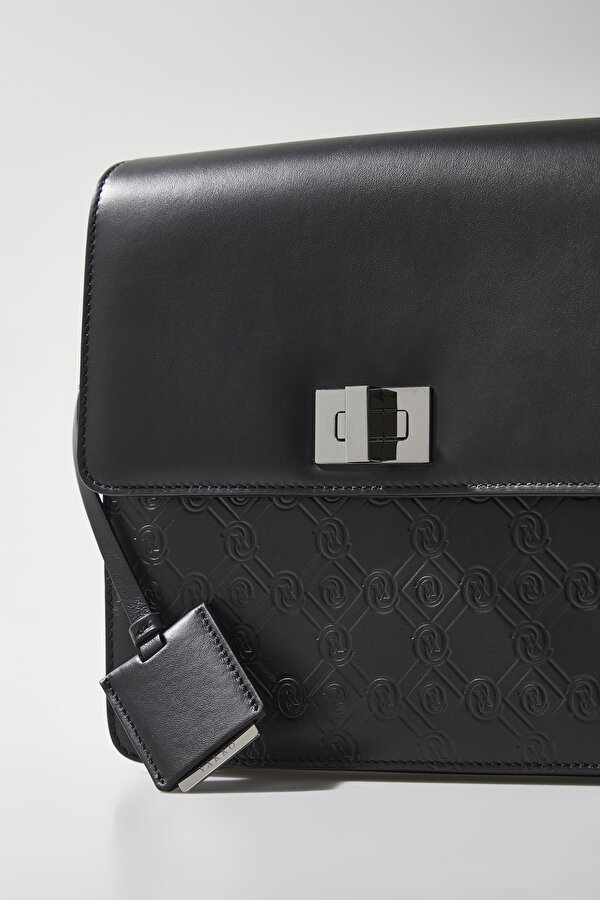 BLACK MONOGRAM LEATHER BAG 6