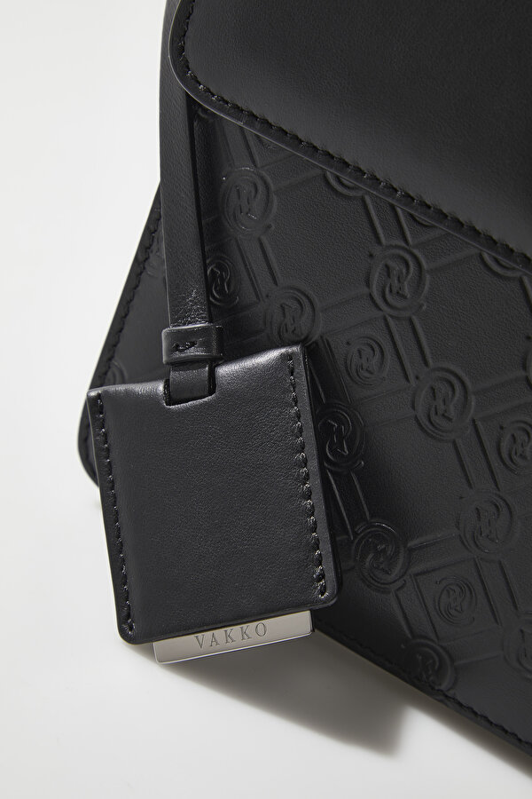 BLACK MONOGRAM LEATHER BAG 7