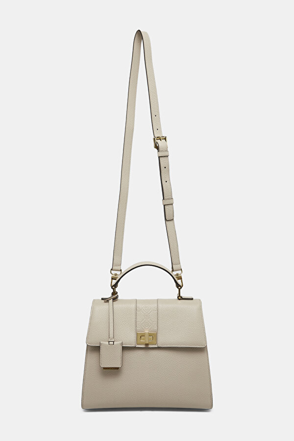 SAND MONOGRAM LEATHER BAG 2