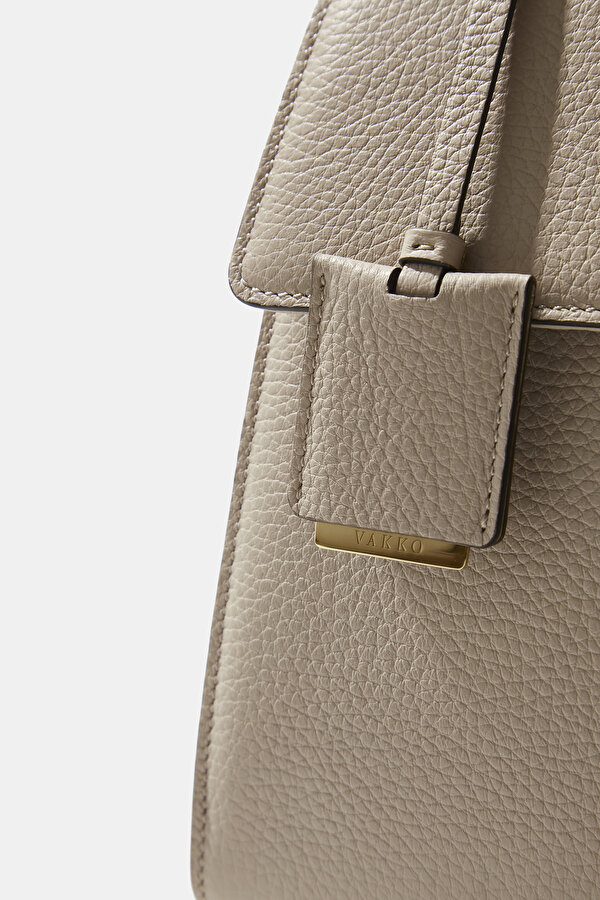 SAND MONOGRAM LEATHER BAG 6
