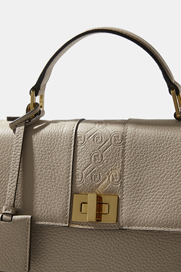 SAND MONOGRAM LEATHER BAG 7