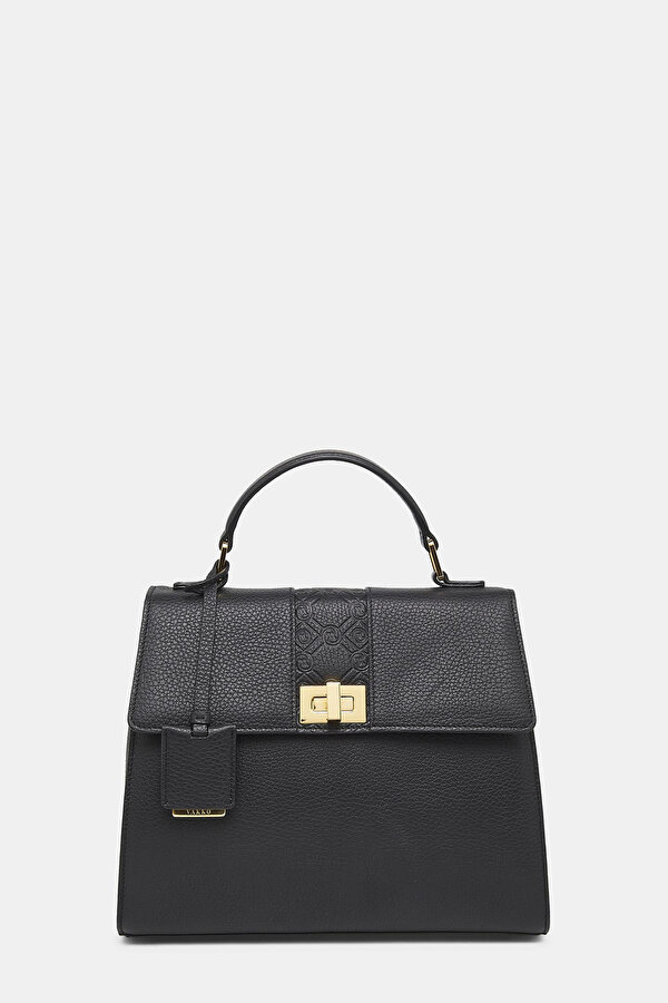 BLACK MONOGRAM LEATHER BAG