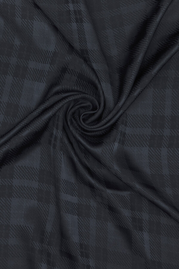 NAVY BLUE CHECK JAQUARD SHAWL 2