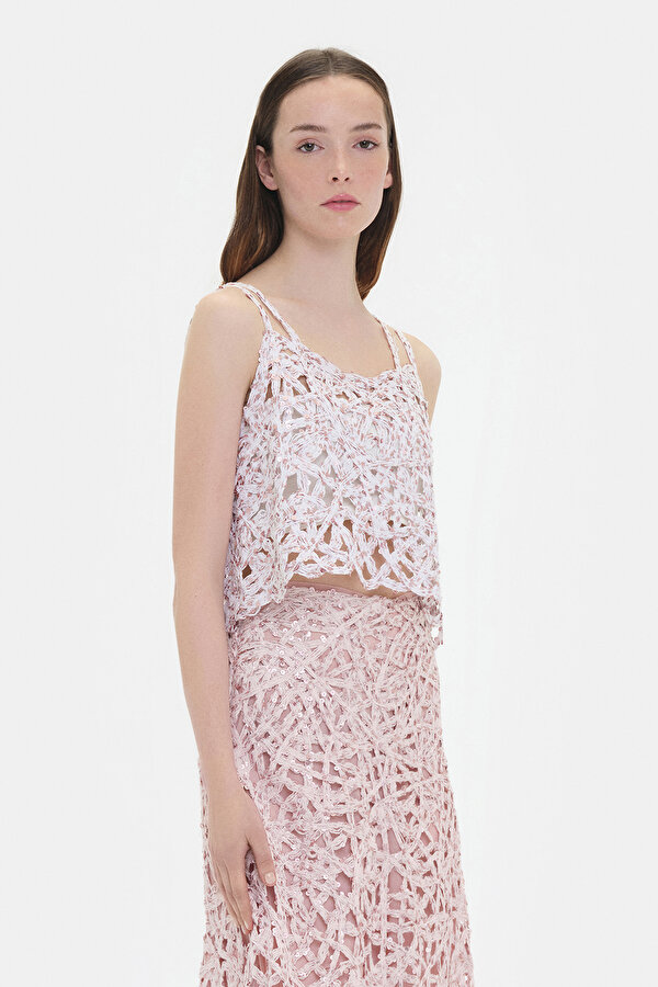LIGHT PINK SLEEVELESS SUSPENDER BLOUSE