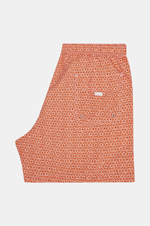 ORANGE GEOMETRIC DESIGN ELASTIC SWIMSUIT 2