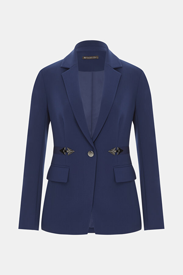 NAVY BLUE SURPLICE NECKLINE (CROSS-OVER NECKLINE) JACKET