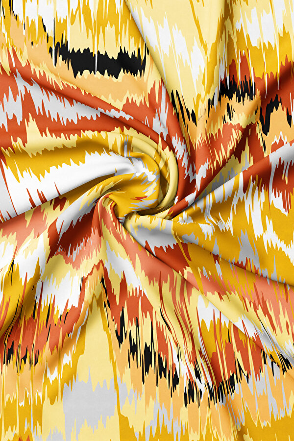 SARI GEOMETRİK DESENLİ TWILL EŞARP 2