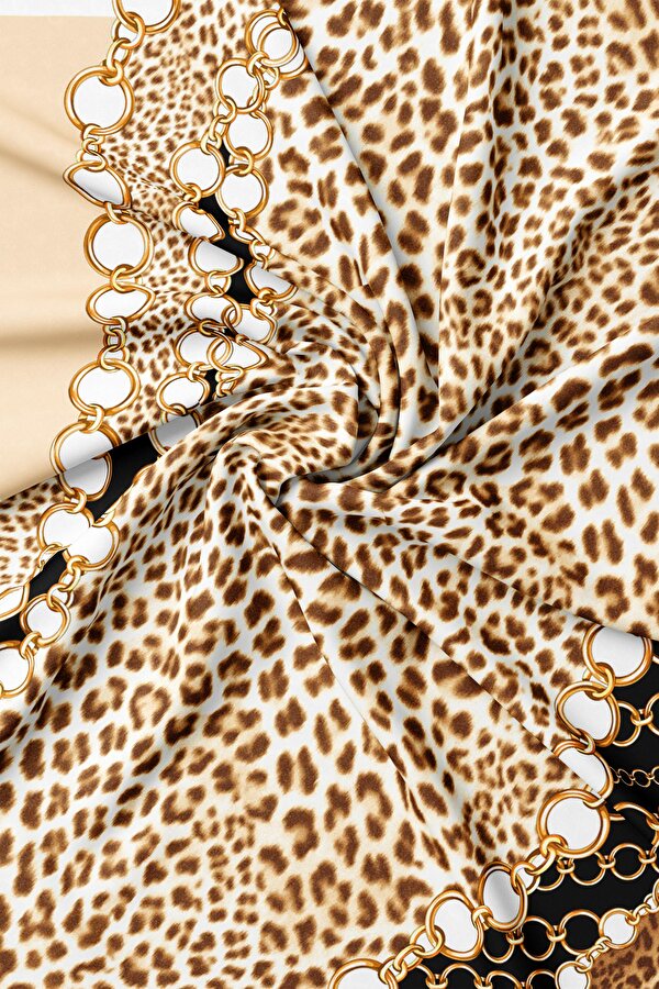BLACK ANIMAL FIGURED TWILL SCARF 2