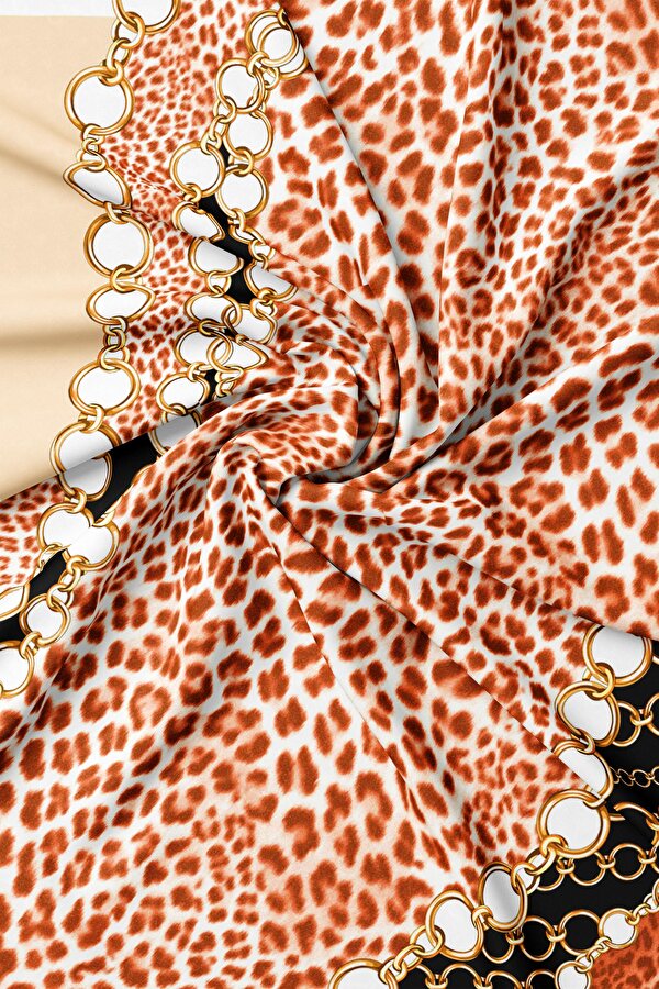 BLACK ANIMAL FIGURED TWILL SCARF 2