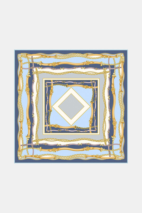GÜMÜŞ OBJE DESENLİ TWILL EŞARP