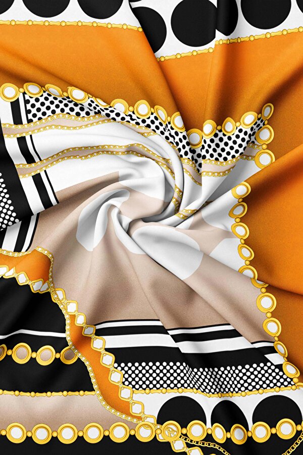 SİYAH GEOMETRİK DESENLİ TWILL EŞARP 2