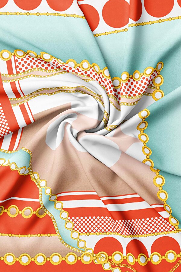MINT GEOMETRIC DESIGN TWILL SCARF 2