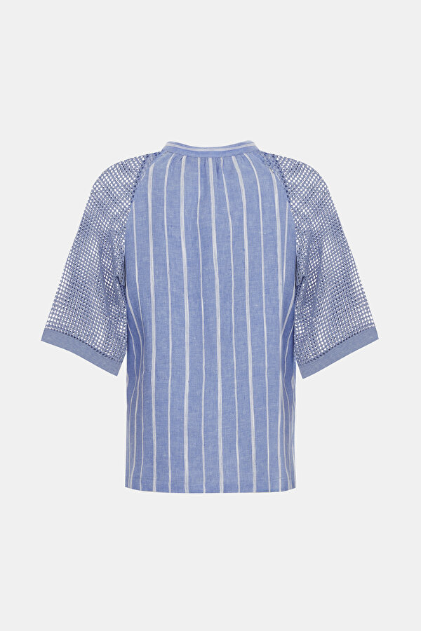 WHITE MANDARIN COLLAR 3/4 SLEEVES BLOUSE 6