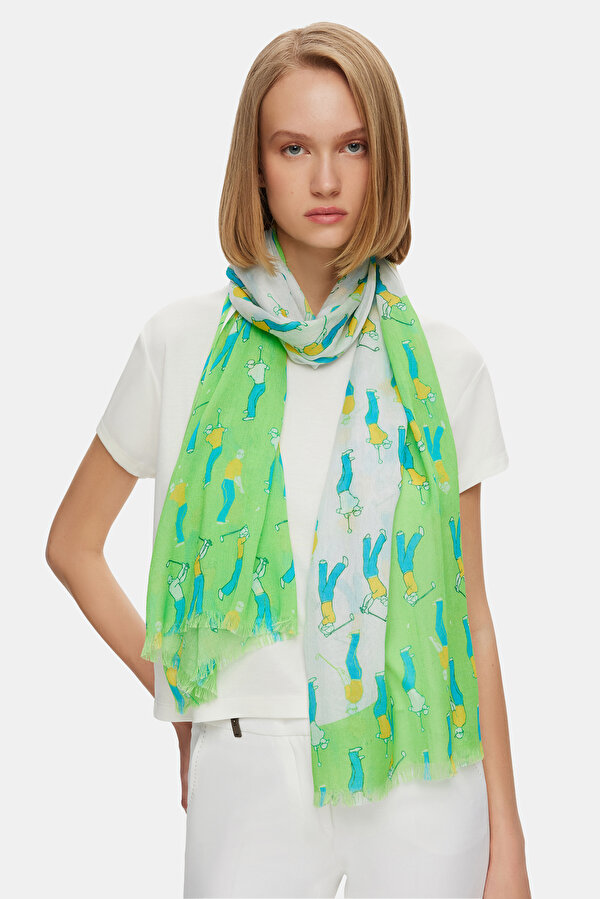 YELLOW DESIGN FILLED COTTON/MODAL SHAWL