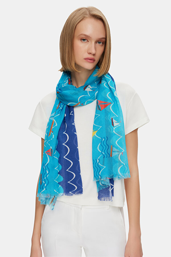 MULTICOLOR DESIGN FILLED COTTON/MODAL SHAWL