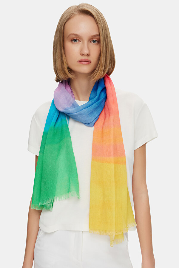 MULTICOLOR DESIGN FILLED COTTON/MODAL SHAWL
