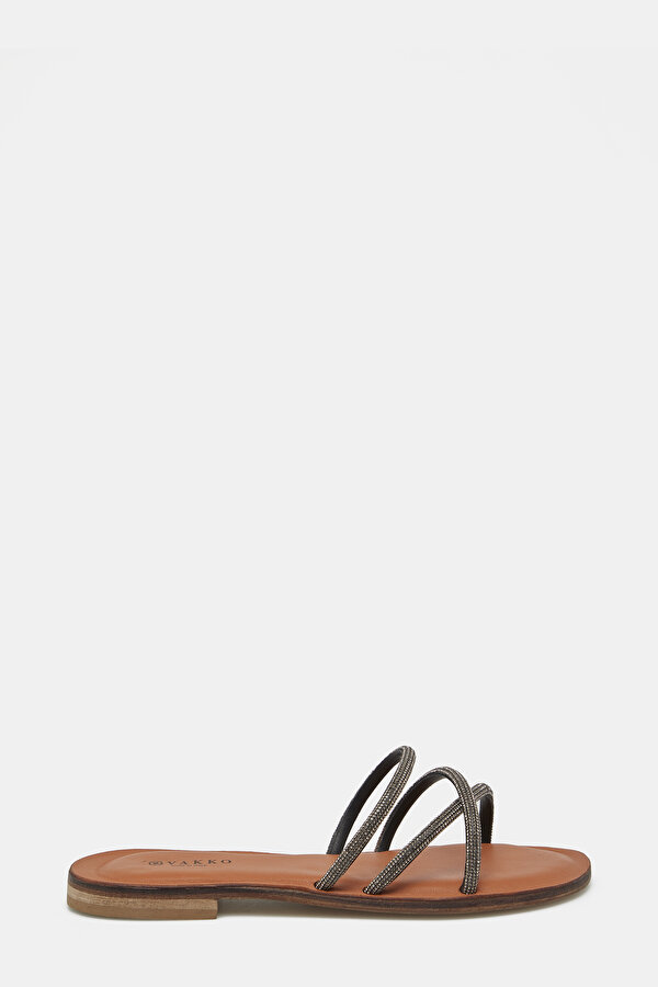 DARK GREY LEATHER SLIPPER