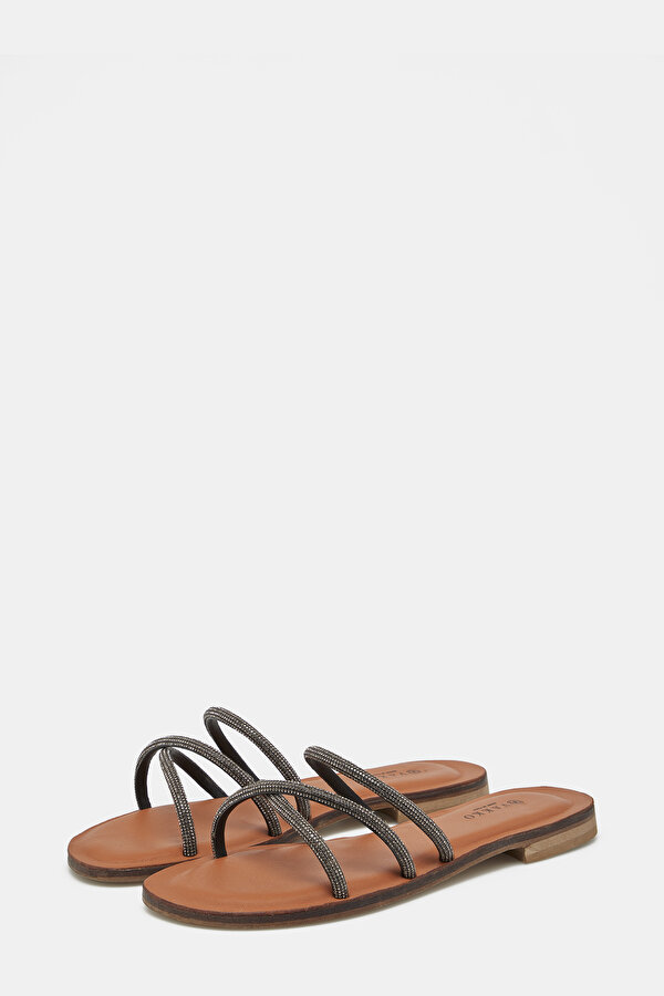 DARK GREY LEATHER SLIPPER 2